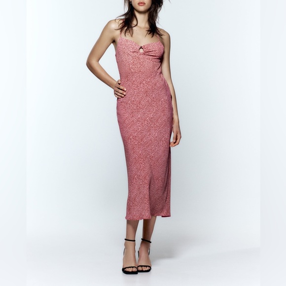 Zara | Dresses | Zara Animal Print Red Midi Dress Nwt | Poshmark